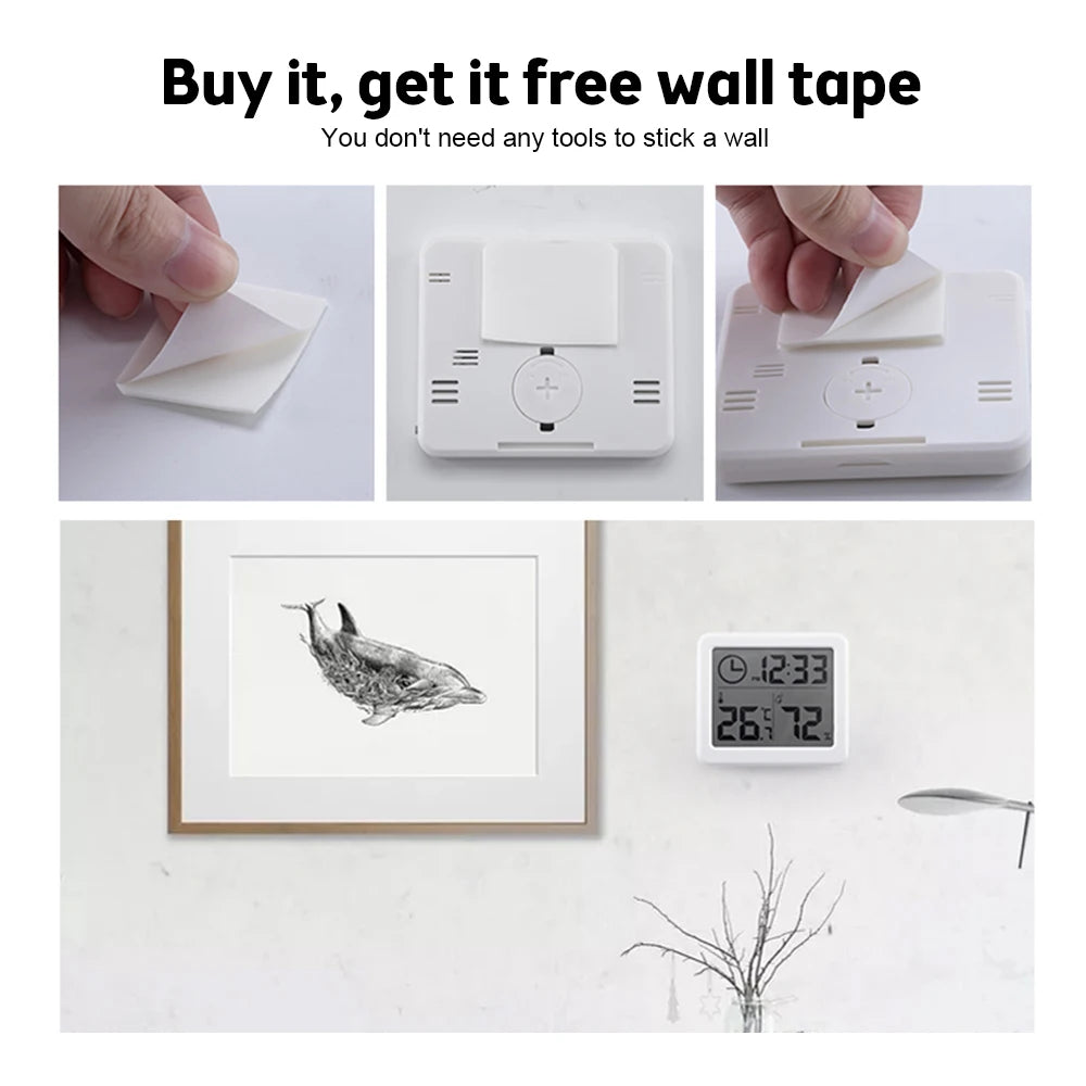 3.2 Inch LCD Digital Multifunction Thermometer Hygrometer Automatic Electronic Temperature Humidity Monitor Clock Large Screen