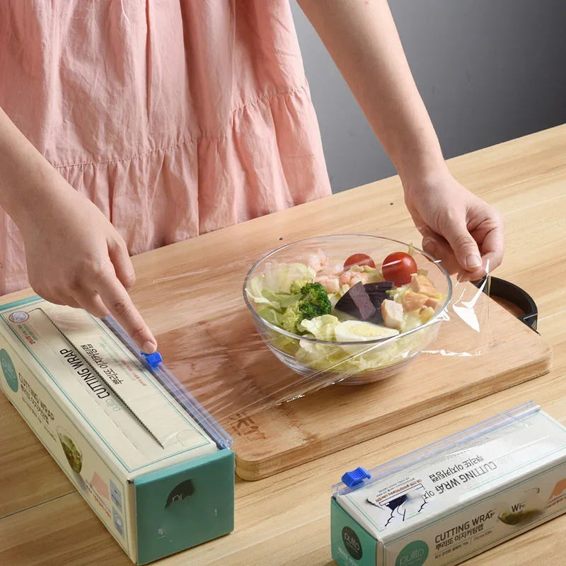 33/38/43cm Reusable Plastic Wrap Dispensers and Foil Film Cutter Food Cling Film Cutter Food Wrap Dispenser Cutter Kitchen Tool