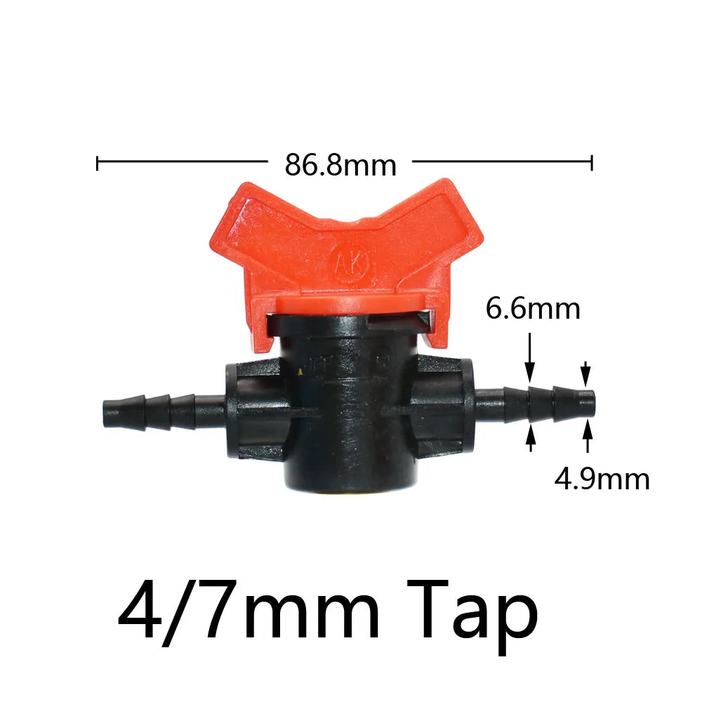 Miniature Plastic Shut Off Coupling Valve Connectors for 4/7 8/11 10/16/20/25mm Hose Garden Water Irrigation Pipe Adaptor Barb