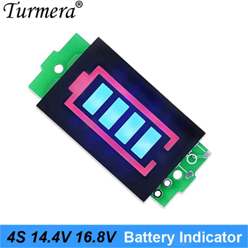 Turmera Battery Indicator LED Display 1S 4.2V 2S 8.4V 3S 10.8V 4S 14.4V 5S 18V 6S 25V 12V 24V 36V 48V for Screwdriver Drills Use