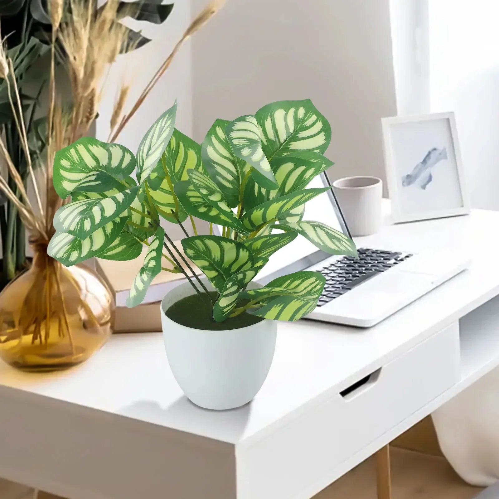 1PC Artificial Foliage Plant Pot Bonsai Party Mall Home Desktop Office Decor Small Bonsai Fake Flower Potted Home Decorations