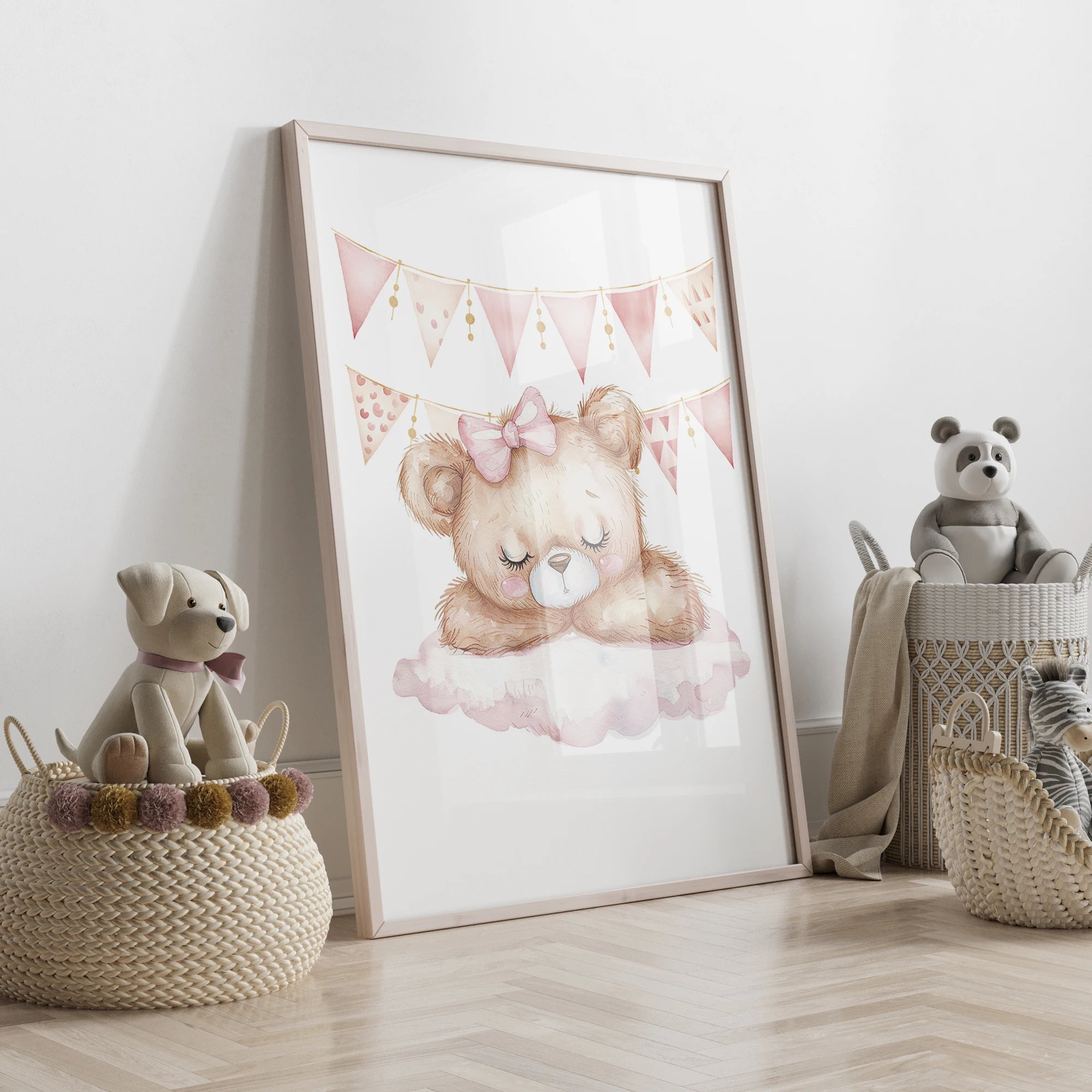 Pink Dream Bear Carousel Tent Swing Wall Art Prints Canvas Painting Poster Picture For Living Bedroom Kids Room Home Decor