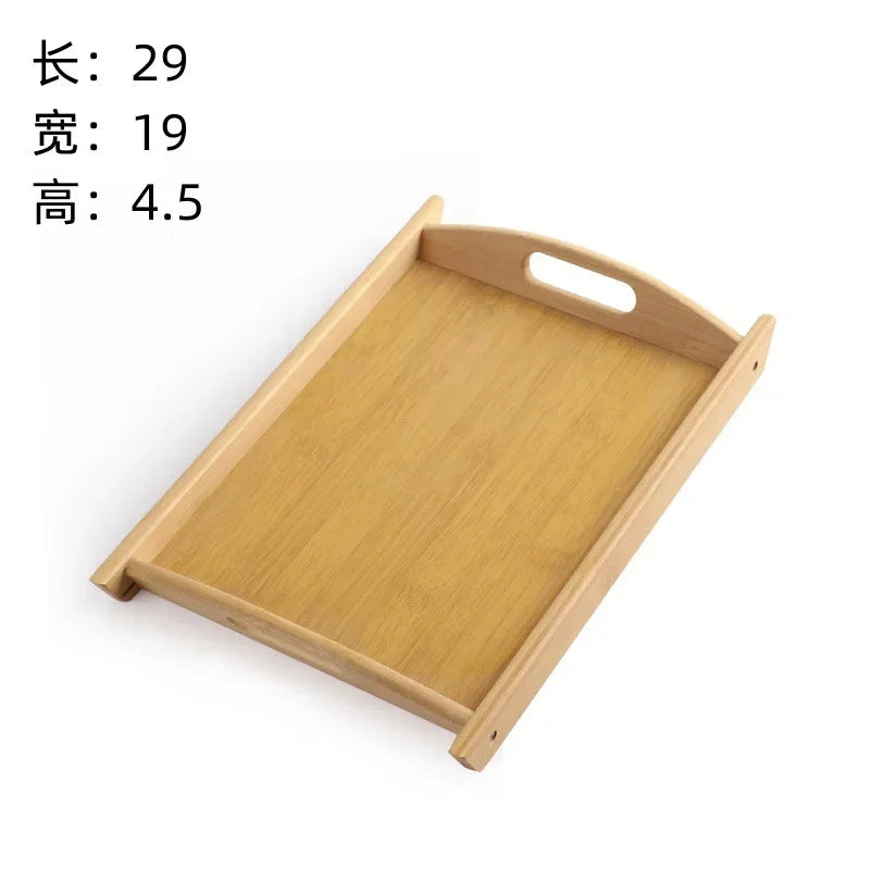 Wooden Bamboo Tray - Rectangular Serving Platter for Home & BBQ | Portable Tray for Bread & Pastries | Eco-Friendly Dining Plate