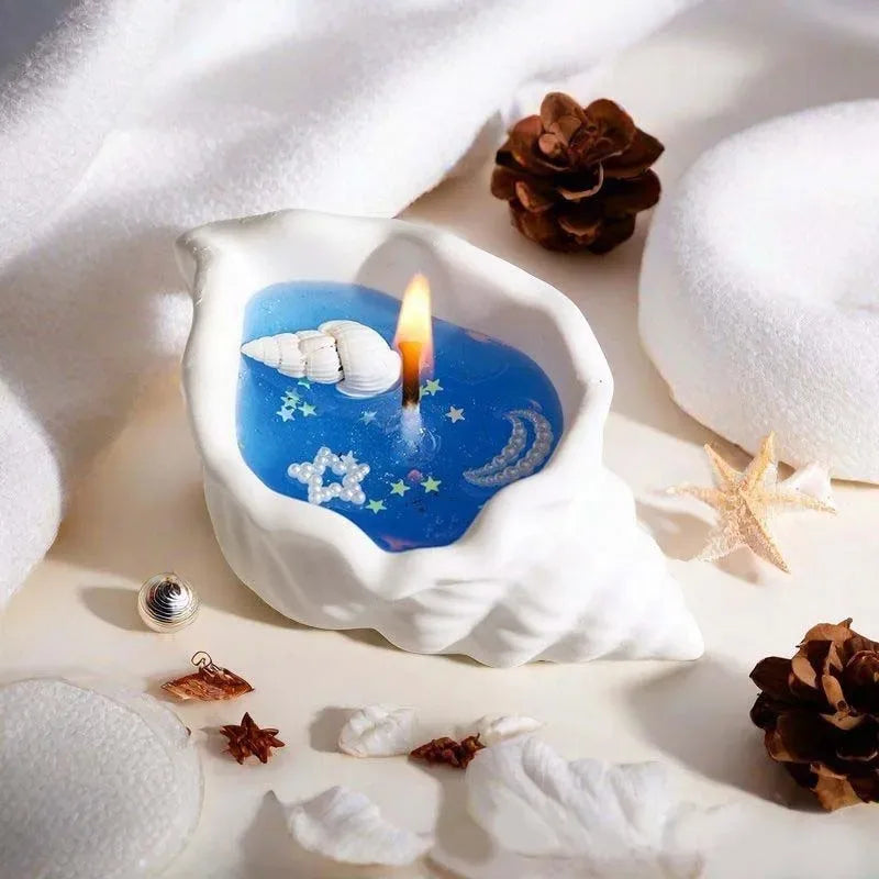 Creative Starfish Sea Shell Aromatherapy Candle Handmade Scented Candle Whirlpool Design for Relaxing Atmosphere