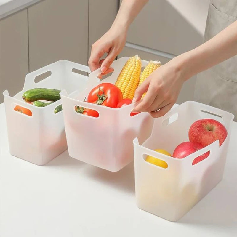 3Pcs With Handle Baskets, Multipurpose Storage Box, Ideal For Storing Cleaning Supplies Or Groceries In The Bathroom And Kitchen