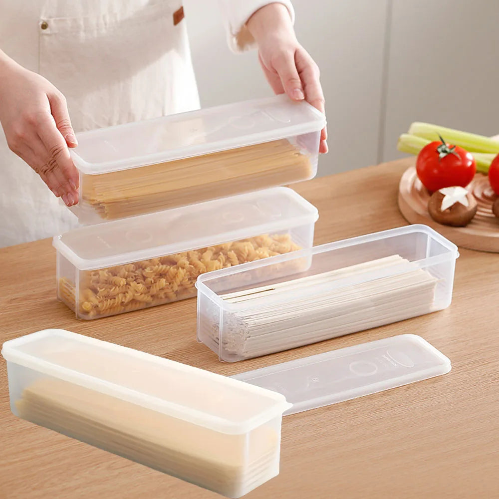 Airtight pasta container with lid, spaghetti storage box, kitchen food storage box for removing rectangular cereal jars