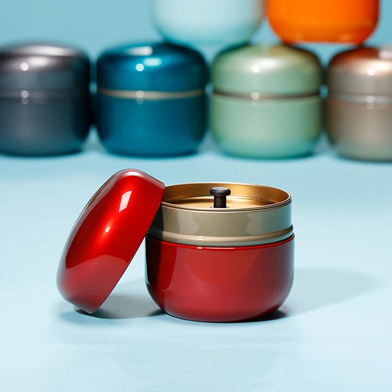 50g Electroplated Tinplate Tea Storage Tin - Airtight Metal Canister for Coffee/Candy/Spices,Refillable Empty Container with Lid