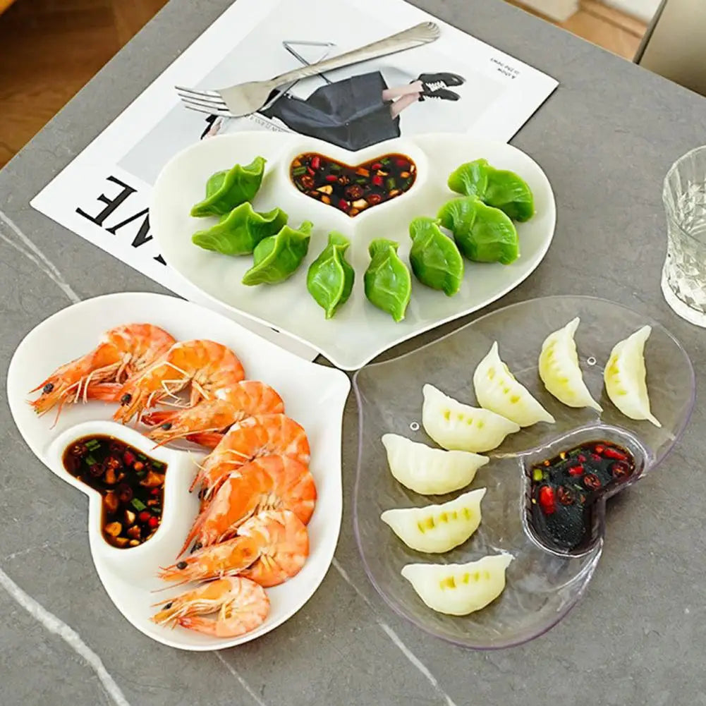 Dumpling Plate Divided Serving Platter Snack Fruit Plate Sushi Plates with Sauce Section Cheeses Serving Tray for Appetizer Taco