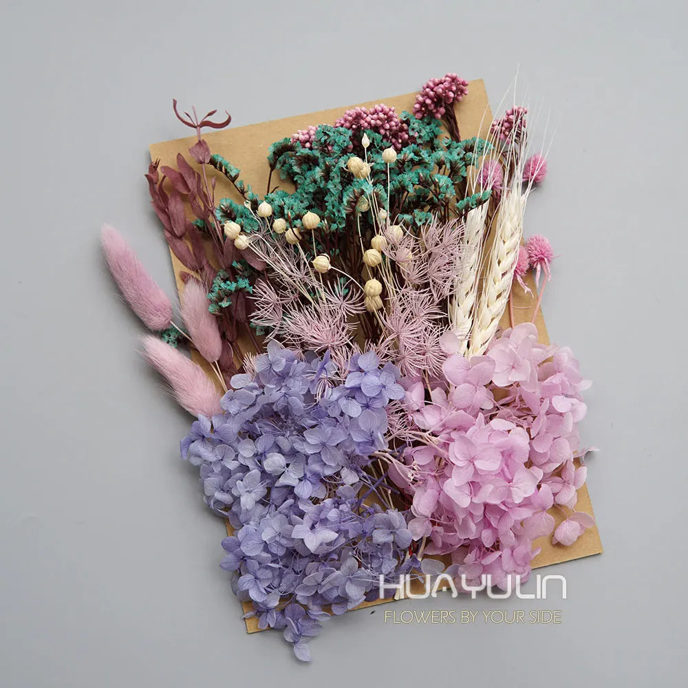 1 Pack Artificial Plants Dried Real Flowers Preserved Materials Epoxy Resin Candles DIY Floral Materials Hydrangea Set Flowers