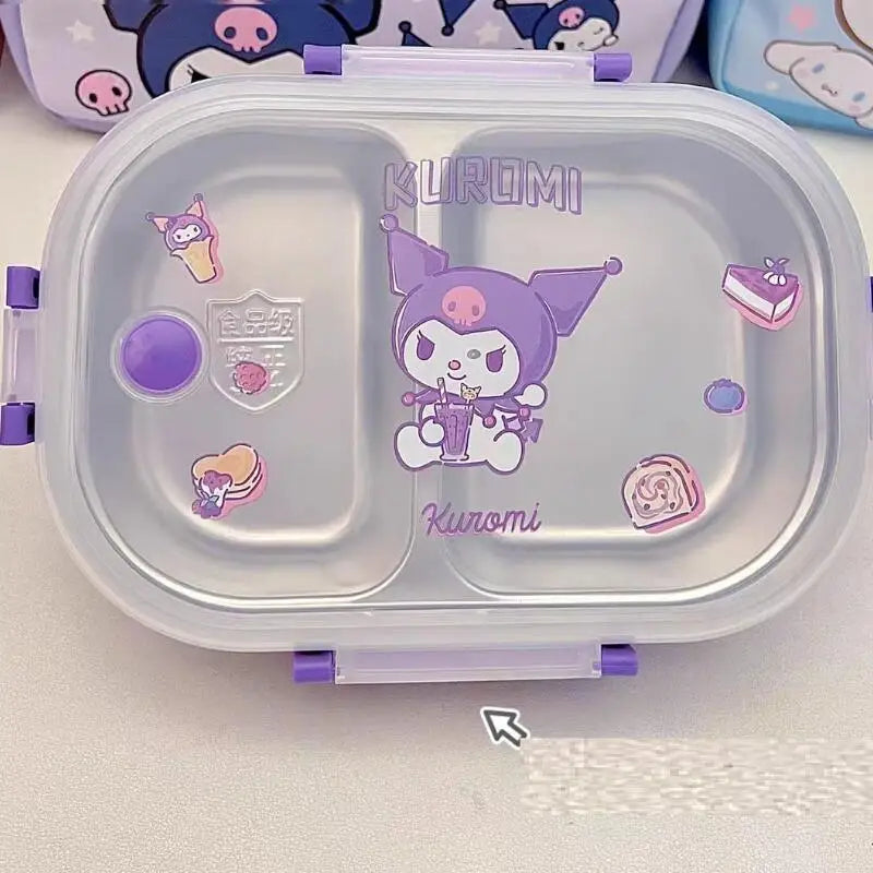 Sanrio Kuromi My Melody Cinnamoroll Sus Lunch Box Hit Product New Product Kawaii Cartoon Portable Large Capacity Outdoors Cute