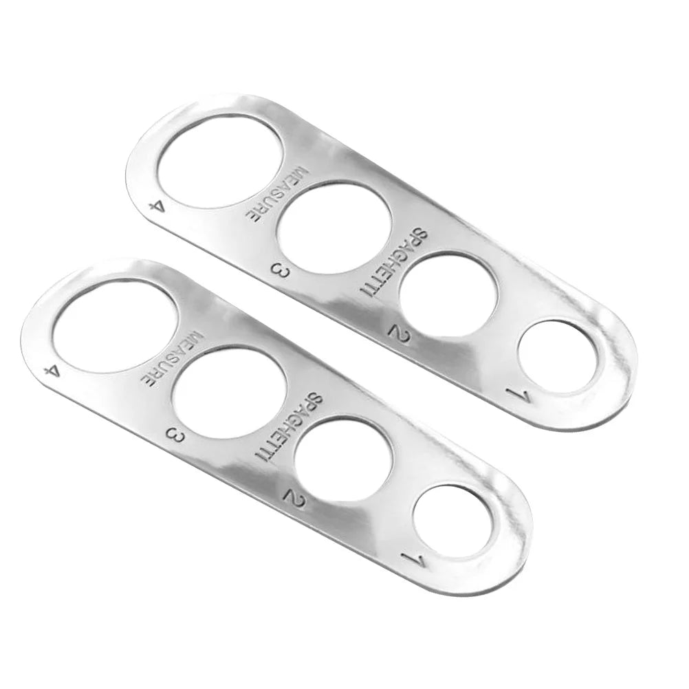 2pcs Spaghetti Measurer Stainless Steel 4 Hole Noodle Measuring Tool Kitchen Gadget For Pasta Portion Control Noodle Ruler
