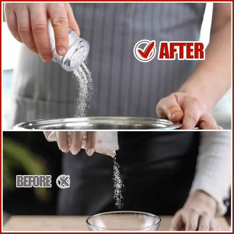 Clear Spice Jars Dispenser with Perforated Lid Salt Pepper Shaker Refillable Condiment Bottle Kitchen Seasoning Powder Container