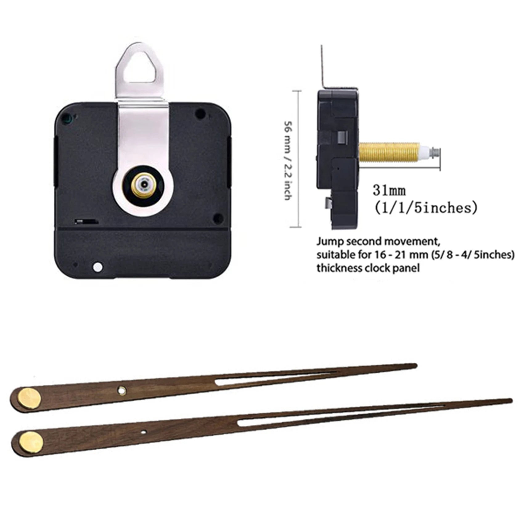 High Torque Clock Movement Mechanism Large Wall Quartz Clock Long Hands Walnut Wood DIY Repair Parts Replacement 31mm