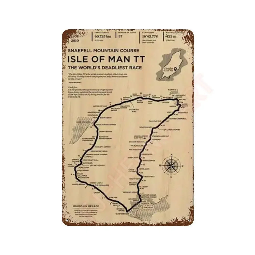 Vintage F1 Formula Racer Poster Metal Tin Sign Plaque Aesthetics Racing Monaco Grand Prix Circuit Track Wall Art Home Room Decor