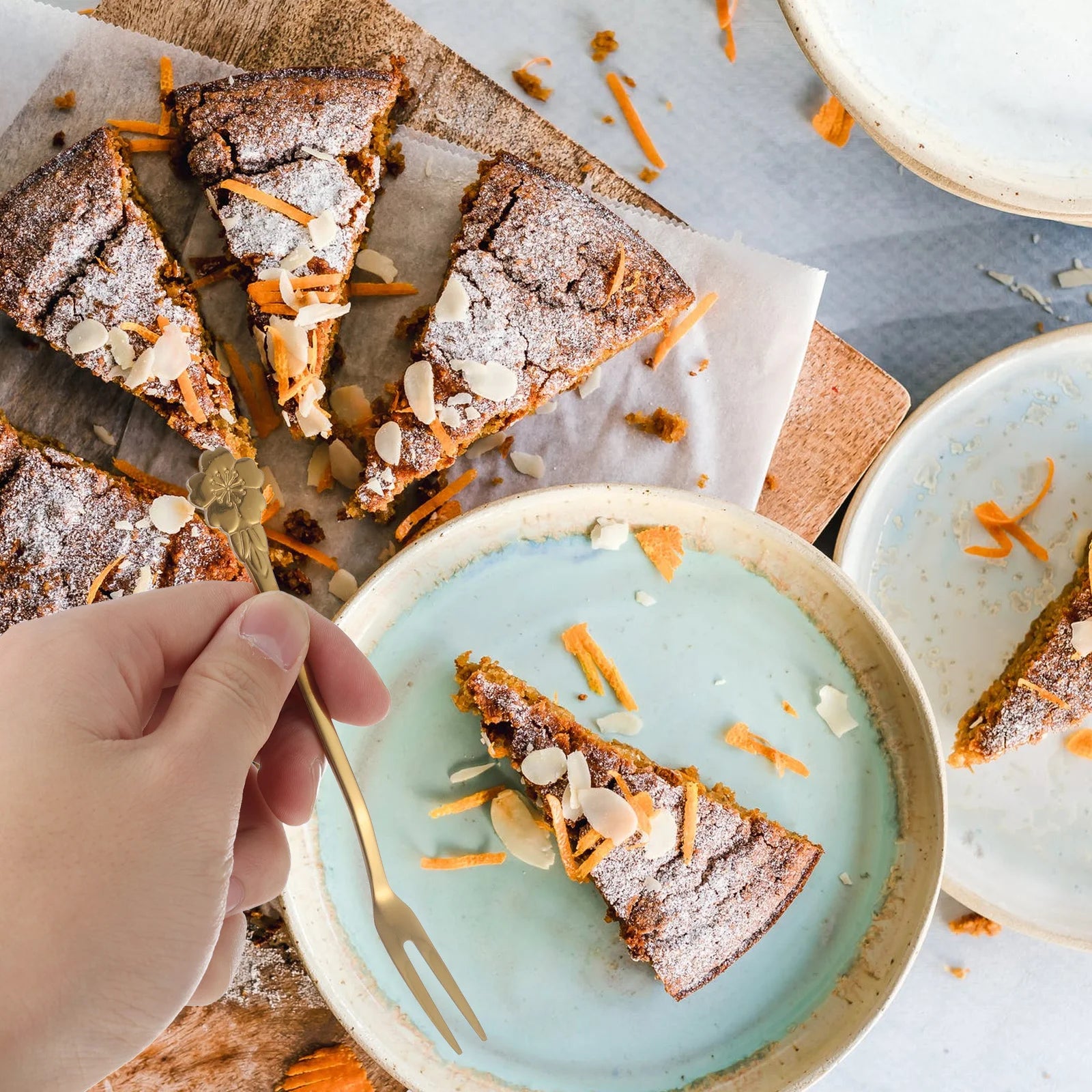 8pcs Stainless Steel Flower Dessert Forks For Cake Fruit Appetizer Party Buffet Salad Serveware Set Metal Sweet Forks