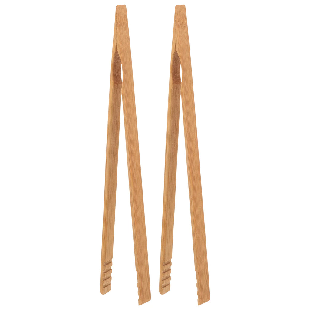2 Pcs 26CM Bamboo Tongs High Temperature Resistant Kitchen Cooking Tools Food Serving Party BBQ Ice Bread Cheese Clip