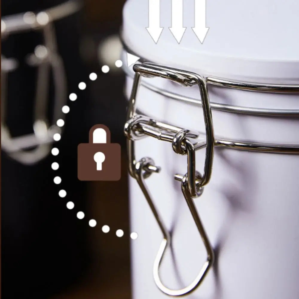 Tinplate Airtight Coffee Canister with Check Valve Large Capacity Beans Storage Container Multifunction Smell Proof