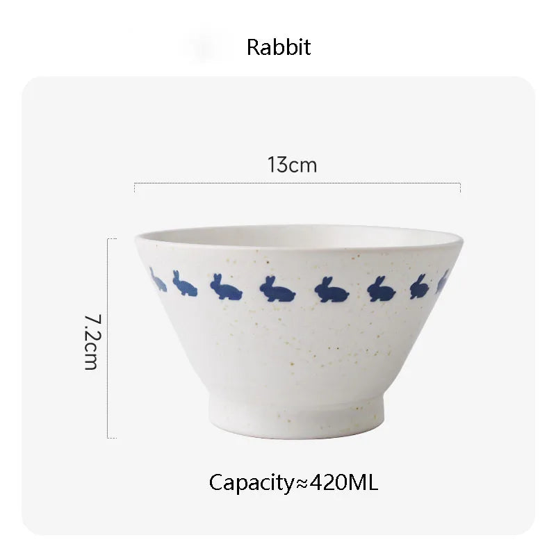 Cute Animal Pattern 5inches Rice Bowl Splash Ink Round Ceramic Bowls Household Casual Fruit  Salad Yogurt Serving Tableware