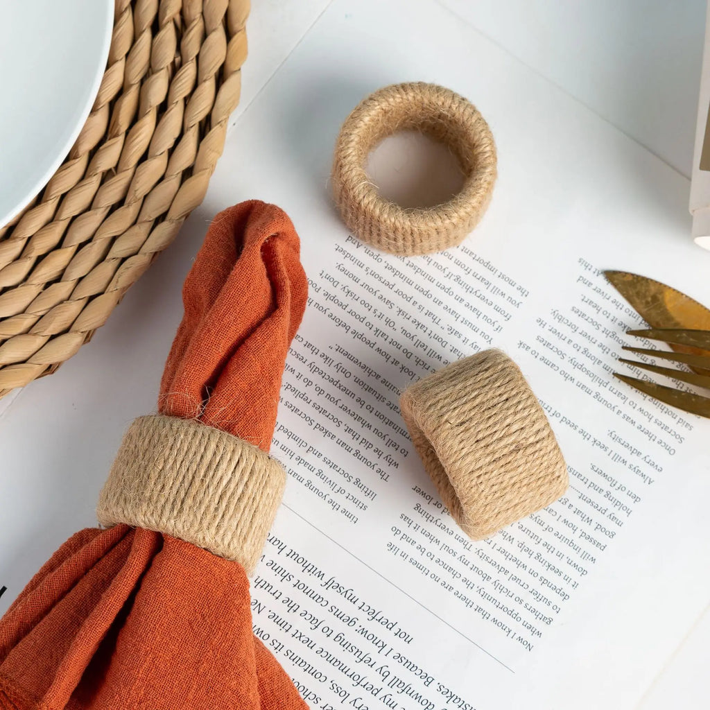 Linen Woven Napkin Ring 2025 Christmas Table Decoration Napkin Holder Wedding 2026 New Year Accessories Kitchen Party Supplies