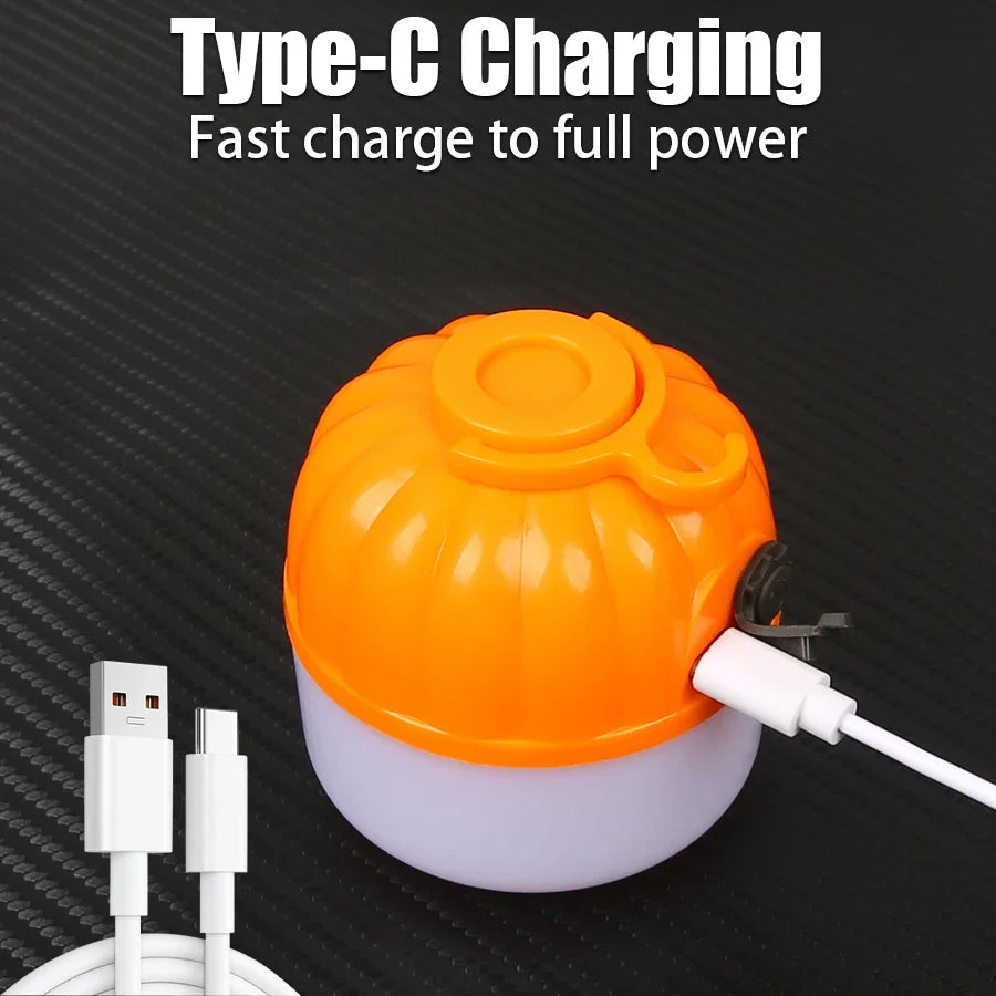 Mini Portable Halloween Pumpkin Lantern USB Rechargeable Tent Lamp COB Floodlight Outdoor Emergency Lighting Decoration Lamp