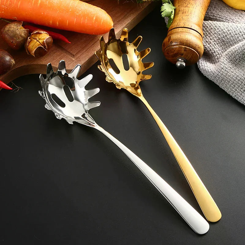 Spoon Multifunctional Noodle Spoon Food Strainers Stainless Steel Spaghetti Server Pasta Colander Ladle Noodle Strainer Tool