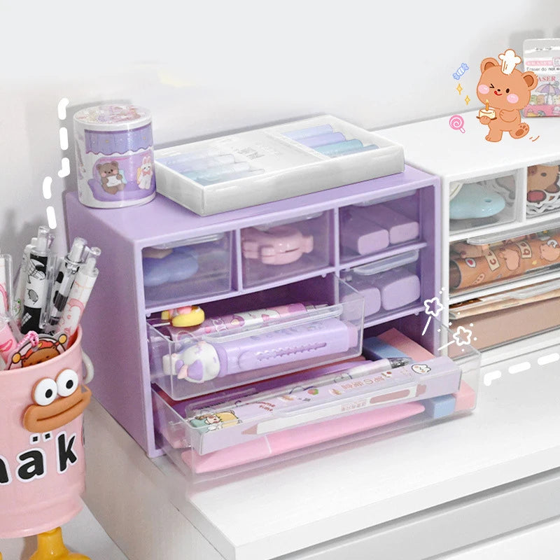 Multi-layer Desktop Storage Box Large Capacity Dustproof Organizing Box Multifunctional Transparent Six Grid Drawer Storage Box