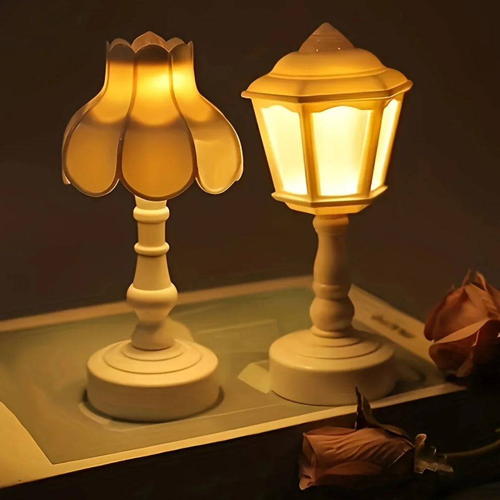 Geometric Flower Bud LED Table Lamps Button Battery Desk Night For Bedroom Dining Touch Night Light Simple Modern Decoration