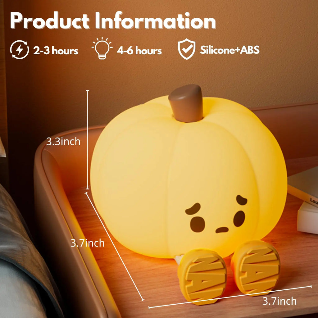 Pumpkin Night Light Rechargeable Touch Control Bedside Lamp,Bedroom Children's Room Christmas Gift with Dimmable RGB Lighting