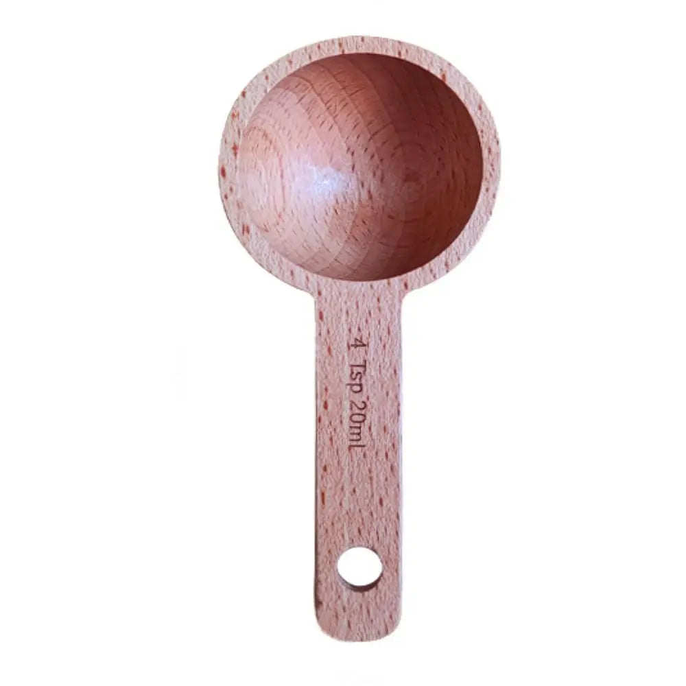 Tablespoon Measuring Spoon Walnut Wooden 7.5/10/15/30/45ml Beech Wooden Spoon Hangable Kitchen Measuring Tools Coffee Bean Spoon