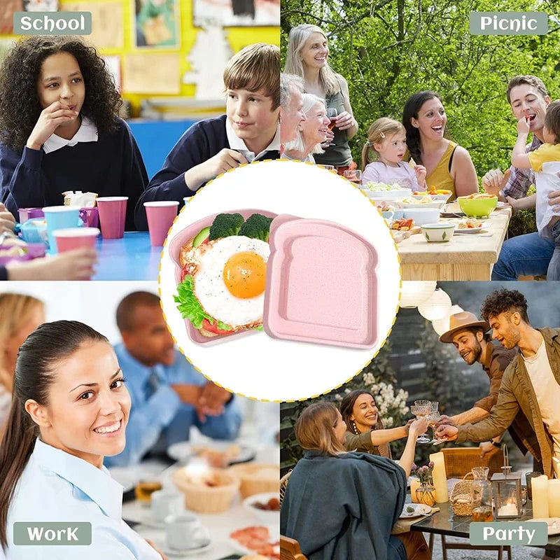 Sandwich Containers Lunch Box Toast Storage Box With Lid Portable Food Storage Case Reusable Microwave Lunch Box Sandwich Case