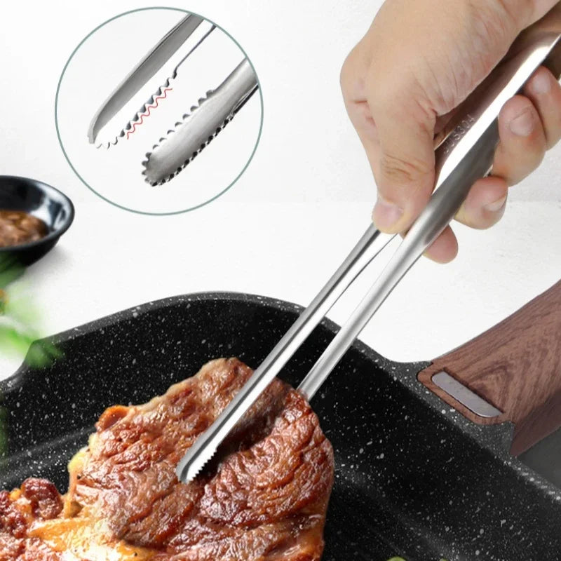 2Pcs Kitchen Tongs Stainless Steel Barbecue Tongs Clip BBQ Grill Meat Tongs Cooking Tweezers for Food Utensils Kitchen Tools