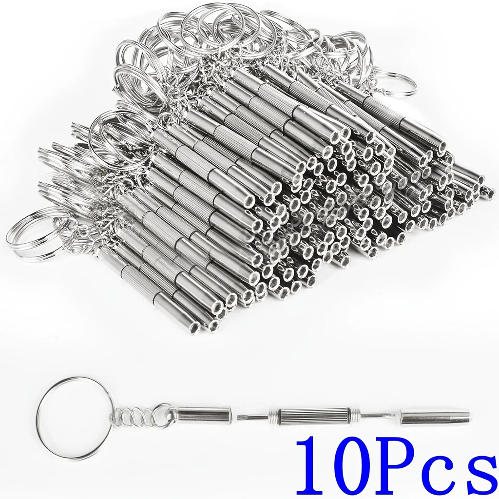 10pcs Precision Eyeglass Screwdriver Set, Steel Glasses Repair Tool Kit, with Keychain for Watch & Glasses Repair Handyman Tools