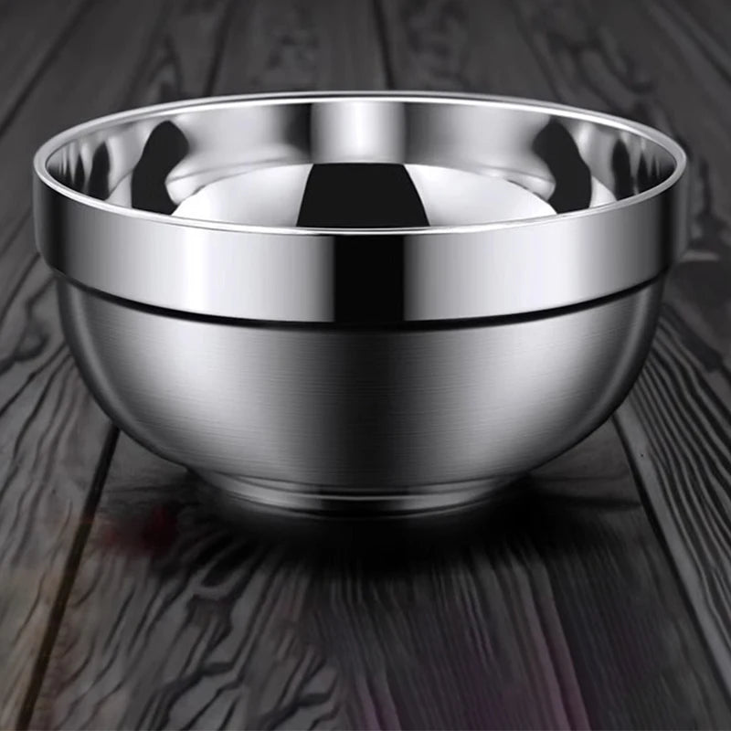 304 Stainless Steel Rice Bowls Household Five-layer Heat Insulation Fall Prevention Solid Tableware 15~16cm Adult Dining Bowl
