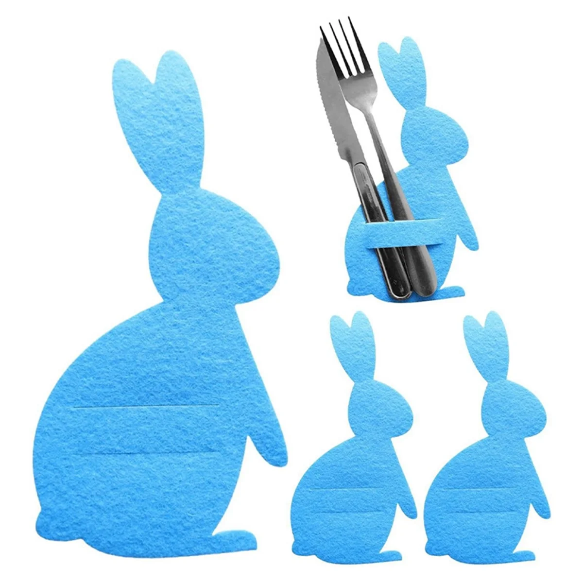 ATTU Cutlery Storage Bag Easter Bunny Cutlery Set Knife and Fork Bag Happy Easter Decorative Tableware Accessories Blue