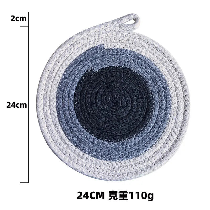 Colored Placemat Pastoral Style Thickened Insulation Cotton Linen Woven Table Mat Heat Resistant Anti Scalding Sand Pot Cup Mat