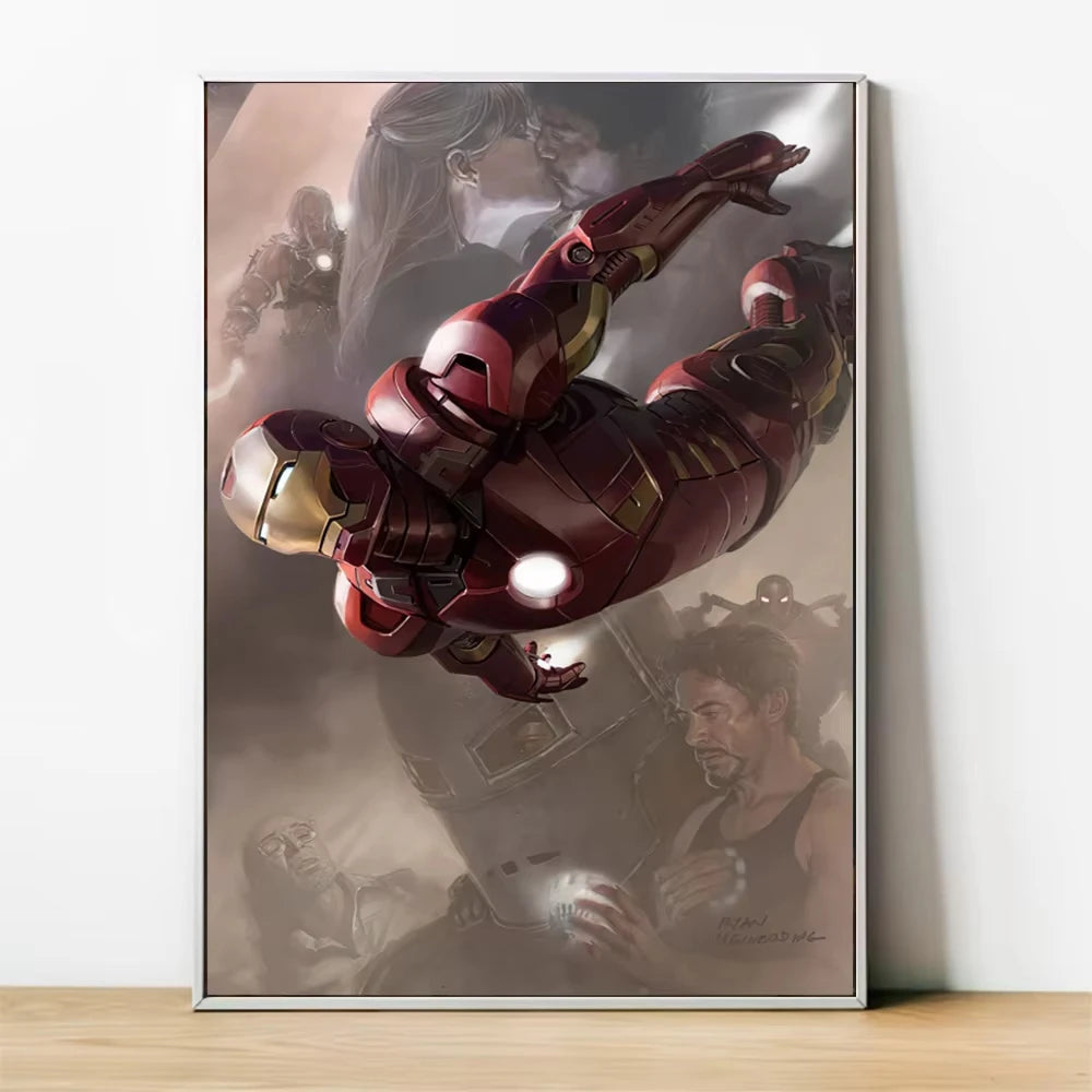 MINISO Marvel Superheroes Avengers Spider-Man Iron Man Parlor Bedroom Decorative Art Posters Wall Mural Canvas Painting Printing