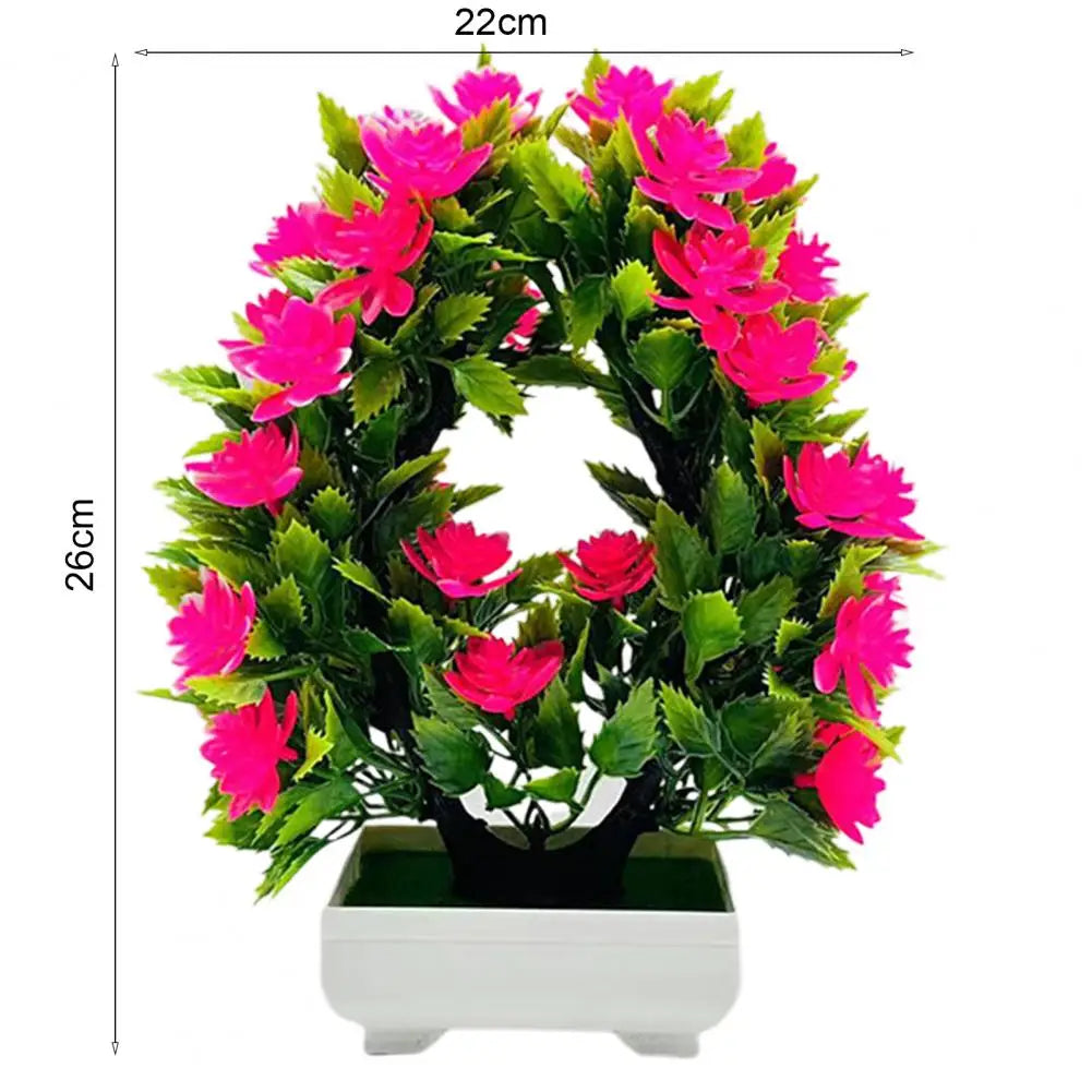 Artificial Flower Bonsai Realistic UV Resistant Plastic Easy Care Fake Flowers Bonsai for Outdoor