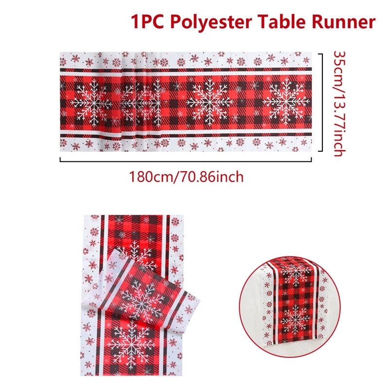 Christmas Linen Table Runner Merry Christmas Decoration for Home 2024 Table Cover Xmas Ornament Navidad Natal New Year Gift 2025