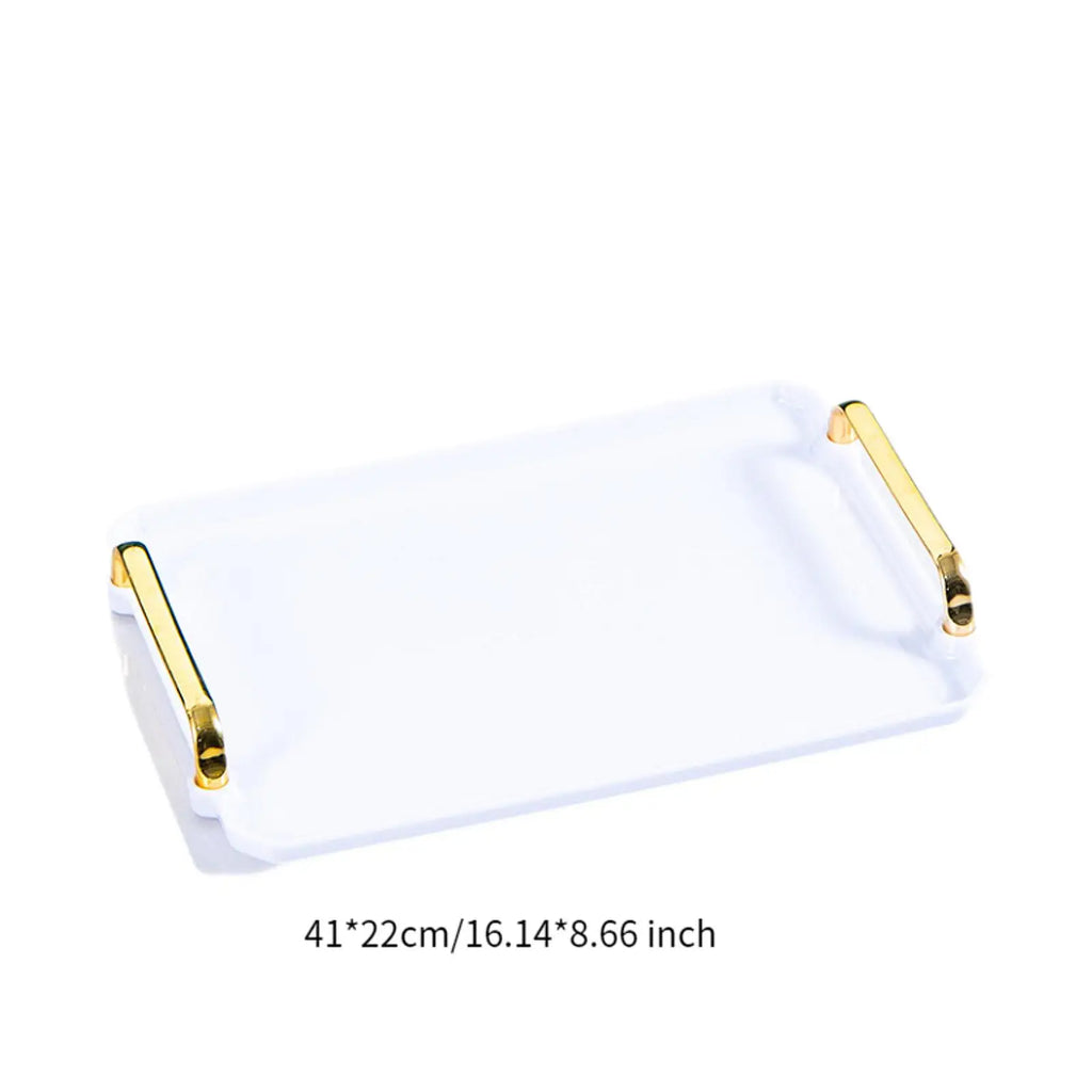 Rectangular Serving Tray with Handle Cosmetic Jewelry Dish Bathroom Decorative Tray Table Storage Organizer for Home Hotel