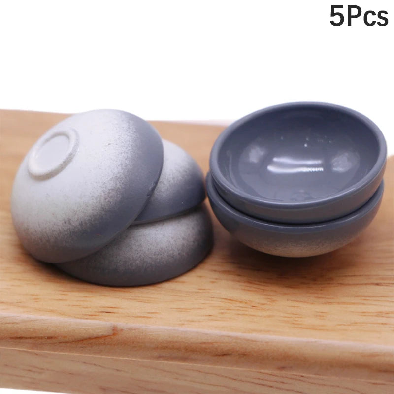 5Pcs 1:12 Dollhouse Miniature Fruit Bowl Salad Bowl Soup Plate Mini Cutlery Kitchen Tableware Decor Toy Doll House Accessories