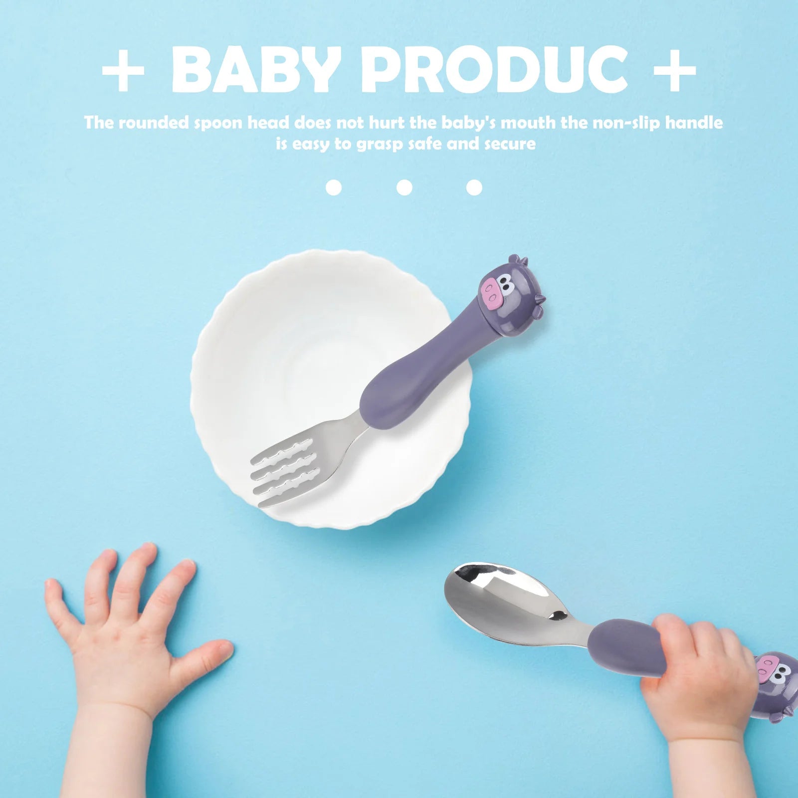 Durable Stainless Steel Cutlery Set Animal Styled Fork Spoon Safe Tableware Portable Dining Kit