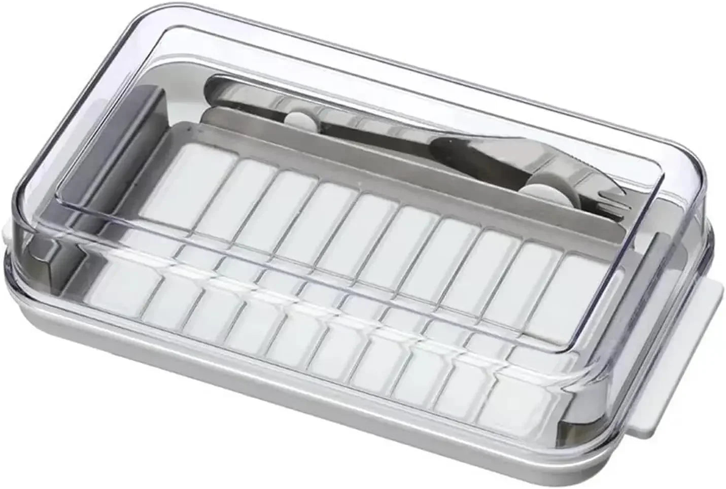 Butter Storage Box 2-in-1 Butter Dish with Clear Lid and Cutter Slicer Cutter Box Airtight Rectangular Butter Storage