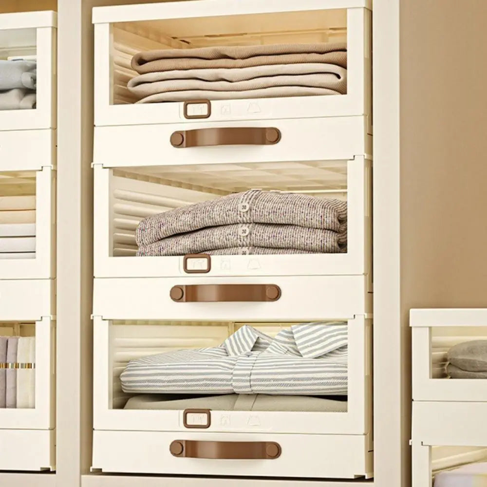 Household Plastic Drawer Organizer Foldable Pull Out Cabinet Storage Stackable With Handle Kitchen Organizers Desktop Sundries