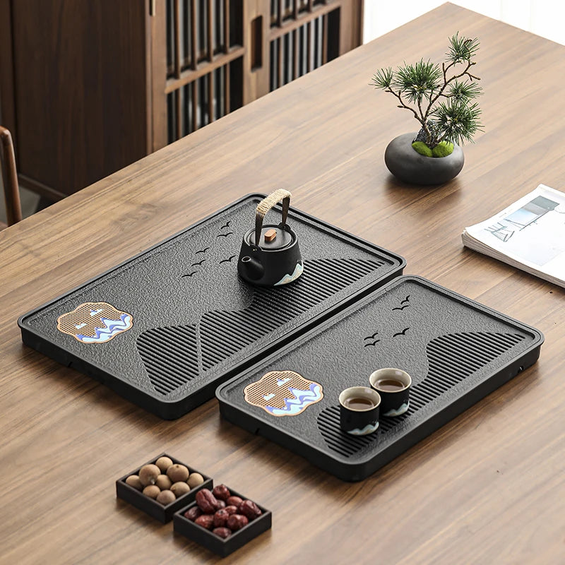 Chinese Style Aesthetics Tea Tray Kung Fu Light Luxury Lounge Creative Modern Tray Gift Serving Ceremony Bandejas Home Products