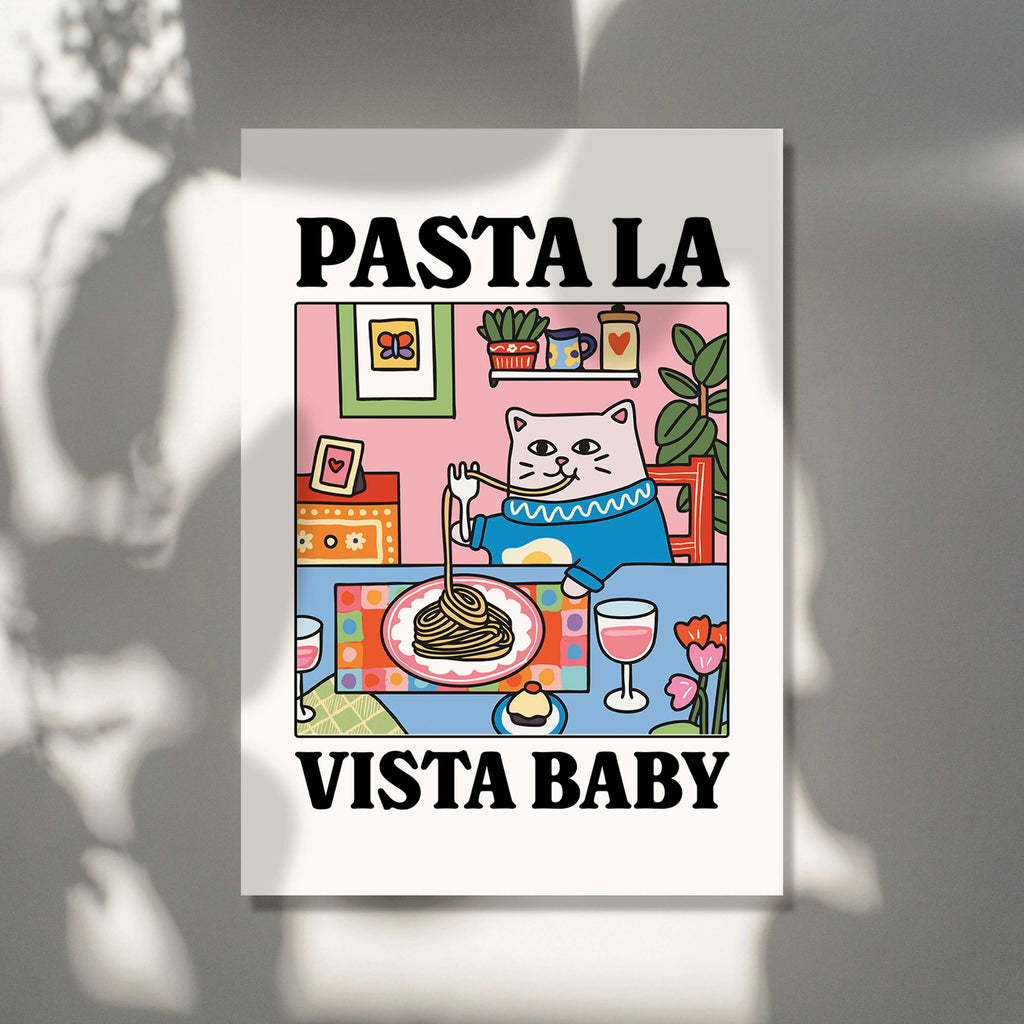 Pasta La Vista Baby Cartoon Cat Wall Art Prints Canvas Painting Poster Picture For Living Children Room Home Decor Gift