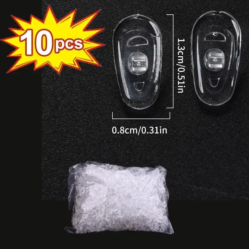 10/100pcs Eyeglasses Nose Pads with Screwdriver Soft Silicone Airbag Glasses Anti-slip Nose Pad Screw Replacement Repair Tools
