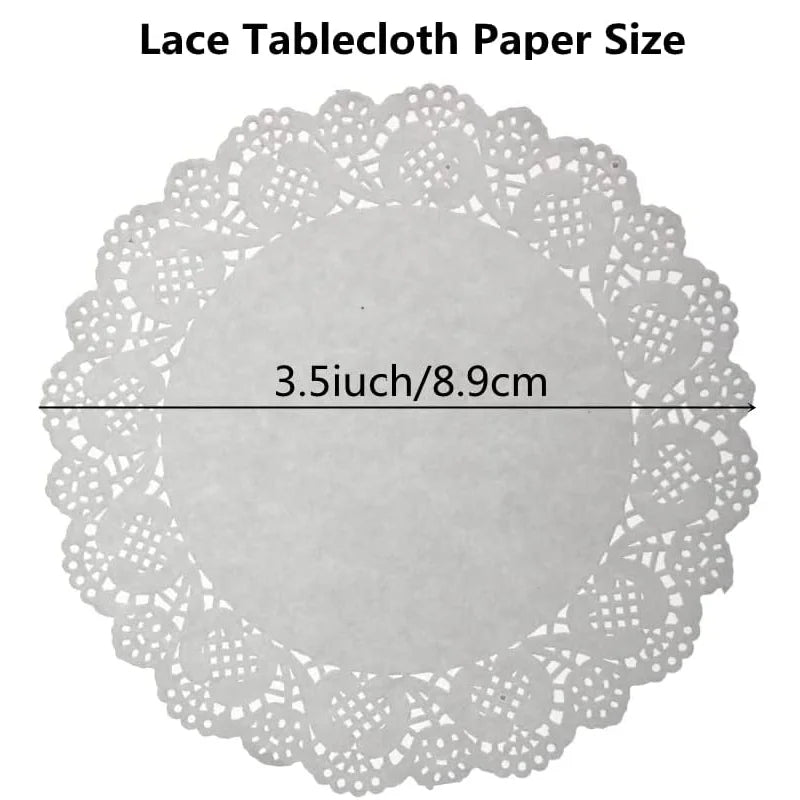 150Pcs Round Mat Paper Doily Lace Brim Cupcake Pad for Fried Food Dessert Cookies Party Wedding Table Decor Biscuit Cake Pad