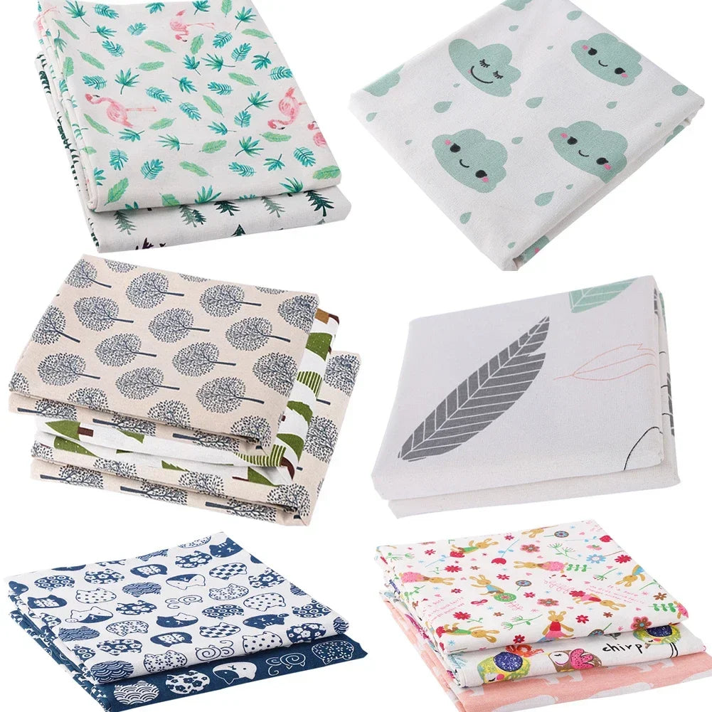 Printed Linen Cotton Fabric Cloth For Curtain Christmas Home Tablecloth Table Runner Pillow Cushion Handwork Sewing Placemat Bag