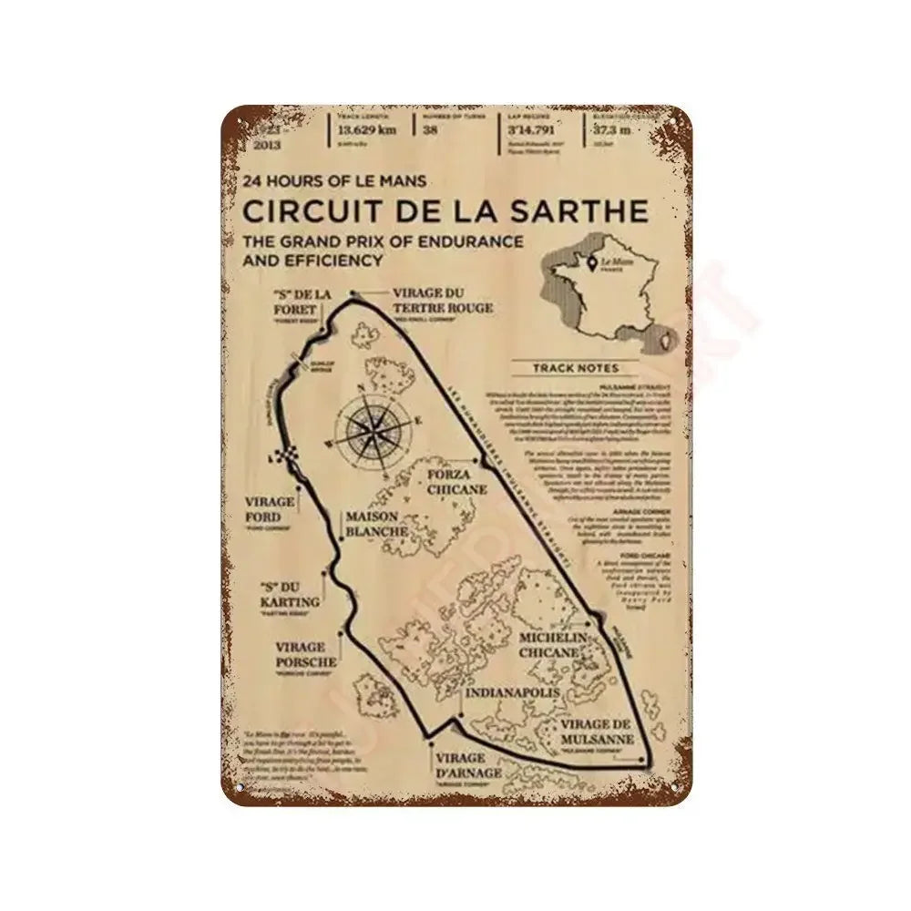 Vintage F1 Formula Racer Poster Metal Tin Sign Plaque Aesthetics Racing Monaco Grand Prix Circuit Track Wall Art Home Room Decor