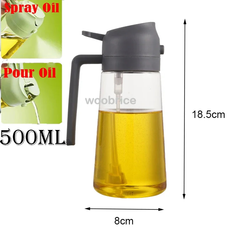 2in1 Oils Sprayer Olive Oil Spray Plastic Bottle Vinegar Dispenser Kitchen Oil Diffuser Accessories Camping Baking Pic